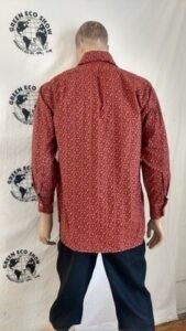 Mens Gaucho Print Burnt Orange Shirt Saddle pockets L