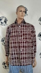 Mens Shirt Hermans Cotton M USA Brown White MCM 
