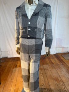 Mens Plaid Wool Suit 42 33 x 31 Wool vaquero wide leg