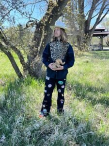 Denim Bib Cheetah Shirt  L