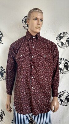 Mens Gaucho Shirt Flowers L USA  Saddle Pockets 