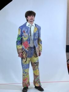 Mens Graphic Western Suit 42 36W USA Air brushed