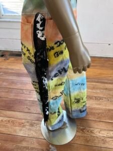 Mens Airbrushed Striped Fringe Pants  canvas 36 -37