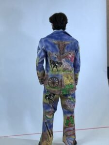 Mens Graphic Western Suit 42 36W USA Air brushed