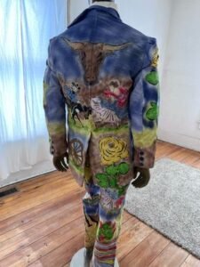 Mens Graphic Western Suit 42 36W USA Air brushed