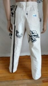 Endangered Species Canvas Pants Giraffe Stripe 32 X 34 Jelly fish