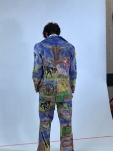 Mens Graphic Western Suit 42 36W USA Air brushed