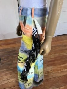 Mens Airbrushed Striped Fringe Pants  canvas 36 -37