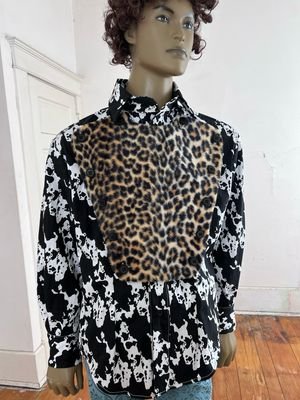 Western Bib Shirt XL Cow Leopard