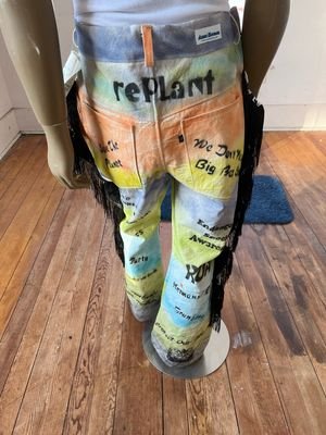 Mens Airbrushed Striped Fringe Pants canvas 36 -37