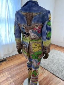Mens Graphic Western Suit 42 36W USA Air brushed