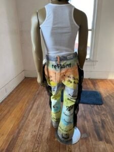 Mens Airbrushed Striped Fringe Pants  canvas 36 -37