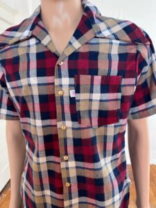 Mens Flannel Plaid Shirt M short Sleeve