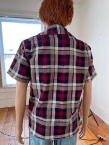 Mens Flannel Plaid Shirt M short Sleeve