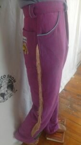 Mens Fringed Applique Guitar Purple Western Pants  30"