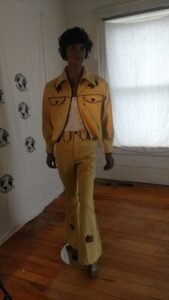Mens Western Linen Suit Piped 42 zip up Moygashel