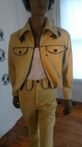 Mens Western Linen Suit Piped 42 zip up Moygashel