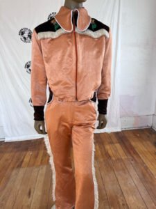 Mens Western Satin Suit Embroidered Fringe 42 