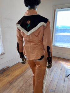 Mens Western Satin Suit Embroidered Fringe 42 