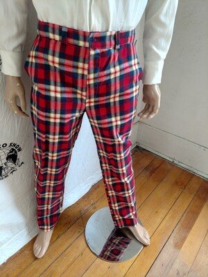Mens Plaid Flannel Pants suit style  34 x 31