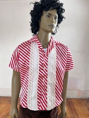 Barbershop Striped Satin Shirt L