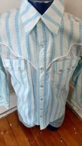 Mens Cowboy Shirt Piped Pearl Snaps M USA