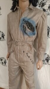 Silk World Sea turtle Jumpsuit Endangered Species  sz 40 M to L 