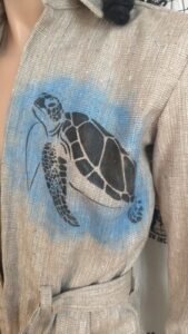 Silk World Sea turtle Jumpsuit Endangered Species  sz 40 M to L 
