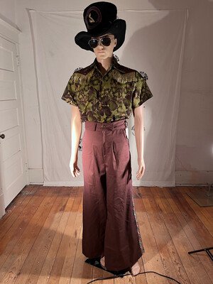 Cowboy Hawaiian Shirt w Bells Pants S 30" 
