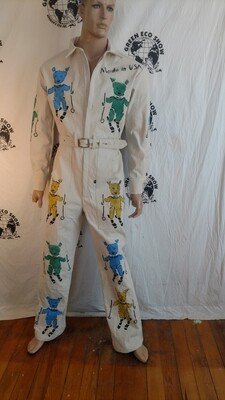 Skiing Pigs Canvas airbrushed Jumpsuit M- L sz 40