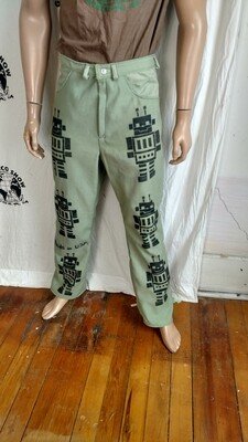 Mens Green Robot Jeans Bells