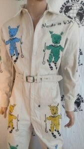 Skiing Pigs Canvas airbrushed Jumpsuit M- L sz 40