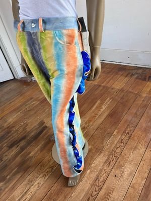 Striped Hawaian Ruffle Jeans 36-38