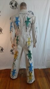 Skiing Pigs Canvas airbrushed Jumpsuit M- L sz 40