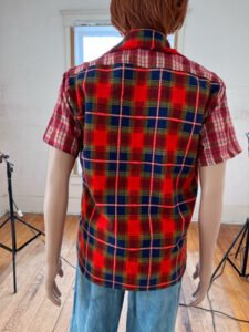 Men's Plaid Patchwork Shirt M
