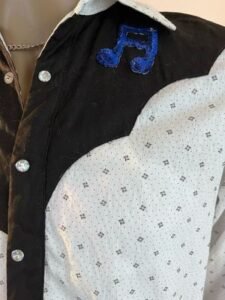 Mens Musical Note Cowboy Shirt M USA