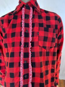 Mens Ruffled Buffalo Plaid Shirt xL
