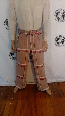 Mens Plaid Tan Bedspread Pants  34 X 32 Hermans USA