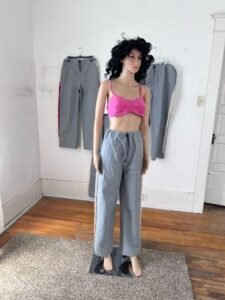 Striped Denim Rapper Western Pants S 