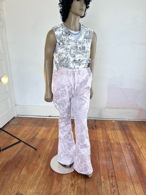 Mens Pink Lamee Bell Bottoms XL 40"