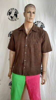 Hermans Hemp Hand dyed Brown Shirt XL