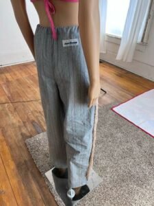 Striped Denim Rapper Western Pants S 