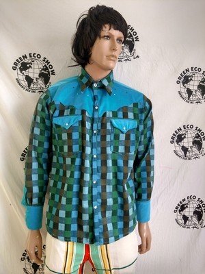 Anna Herman  Mens Cowboy Shirt XL Vtg Denim  Velvet