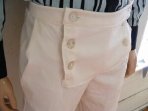 Mens  Wool Gaberdine White Double Fly Steampunk Pants  32 X 32