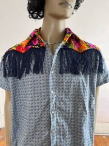 Check & Flowers Cowboy Shirt  XL