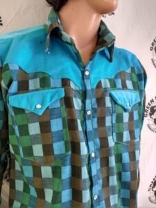 Anna Herman  Mens Cowboy Shirt XL Vtg Denim  Velvet