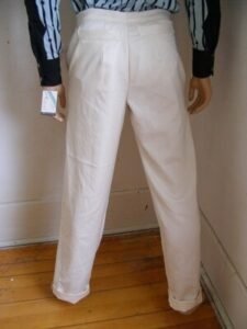 Mens  Wool Gaberdine White Double Fly Steampunk Pants  32 X 32