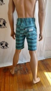 Mens Plaid Denim Shorts 32 