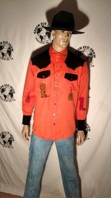Cowboy Western Shirt Velvet Buckin Bronco L