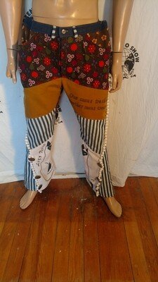 Western Patchwork Jeans Air brushed L
